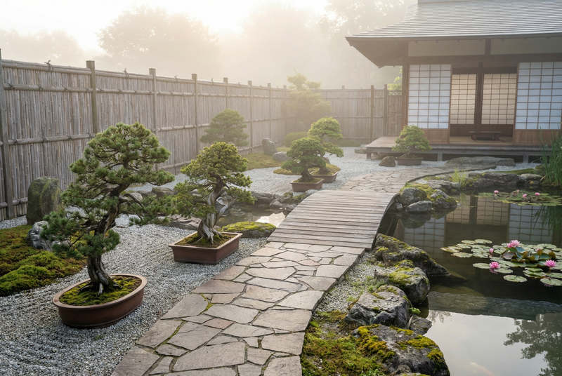 陈美娇日式禅意庭院植物视频